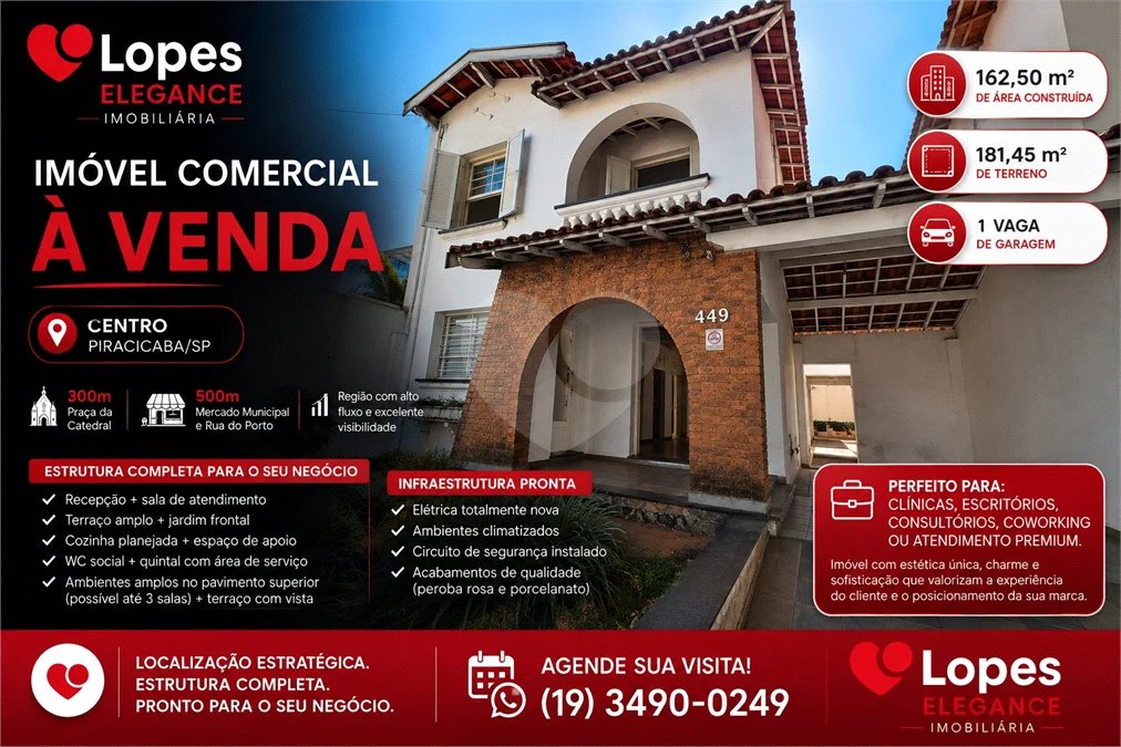 Imóvel comercial diferenciado no Centro de Piracicaba
