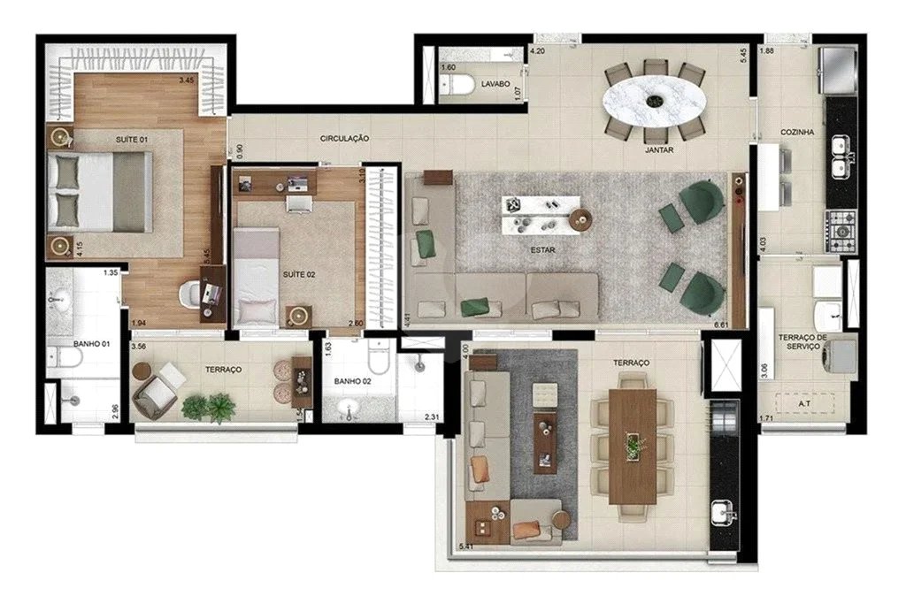 Apartamento novo com 129m² na Mooca com 2 suítes e 2 vagas.