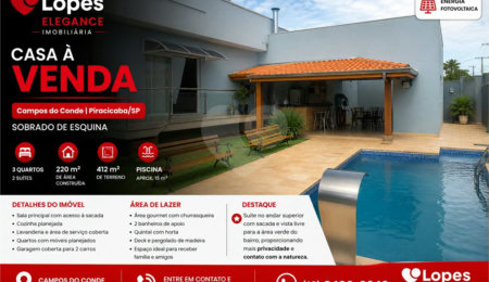 Casa à venda com 3 quartos, sendo 2 suítes,  em Taquaral, Piracicaba, SP