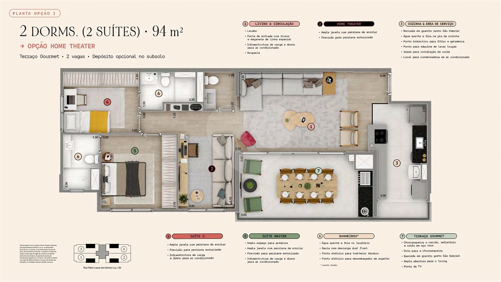 94m² - 2 suítes / 2 vagas