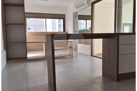 Excelente studio à venda, 45 m², novo, apresentando armários planejados, ar-condicionado e lazer total