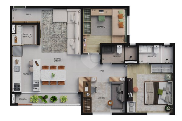 Planta Apartamento 75m²