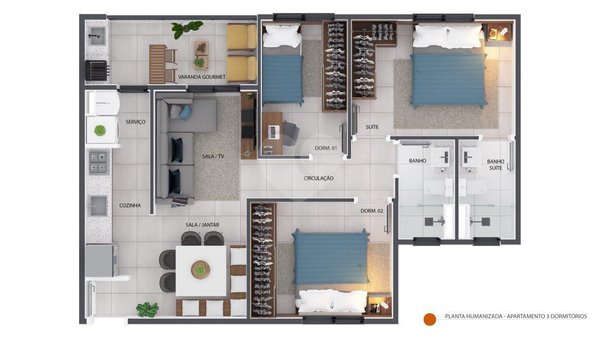 Planta Apartamento 68m²