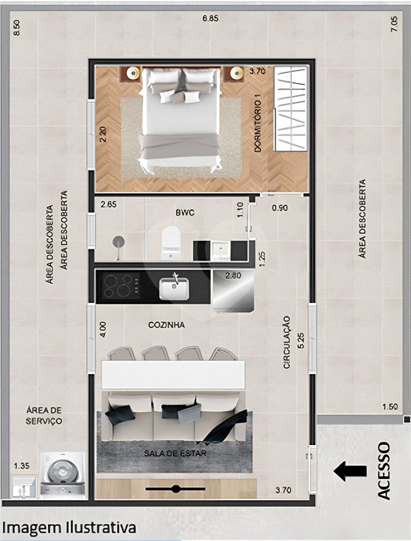 Apartamento à venda com 1 quarto em Santana, São Paulo, SP