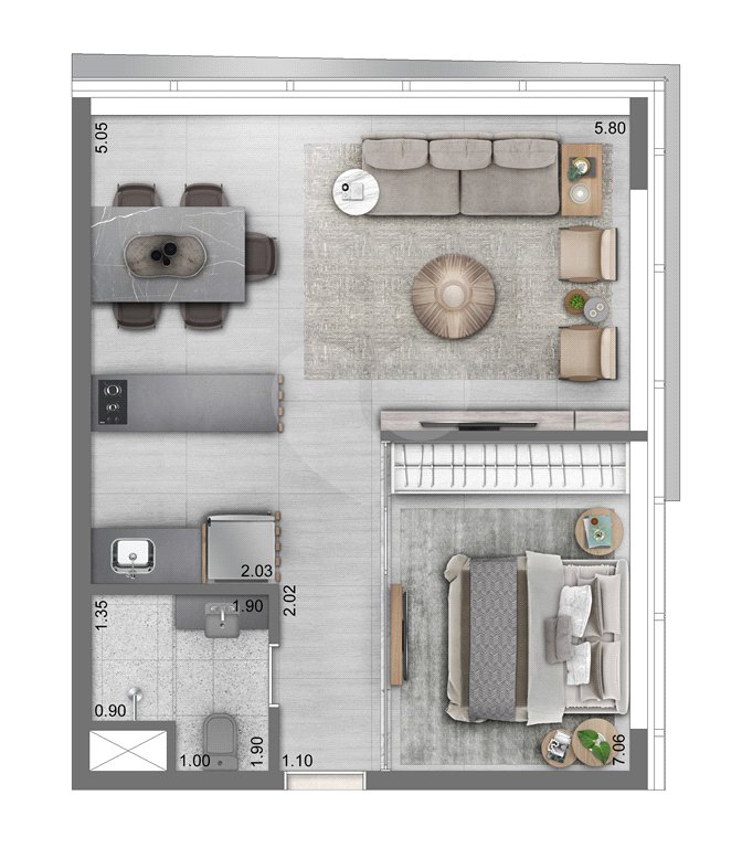 Apartamento à venda com 1 quarto em Vila Olímpia, São Paulo, SP