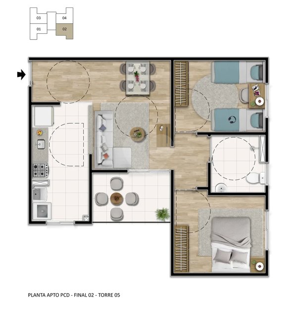 Apartamento 55m² 2