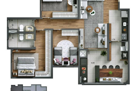 Apartamento à venda com 3 quartos, sendo 1 suíte,  em Jardim Caravelas, São Paulo, SP