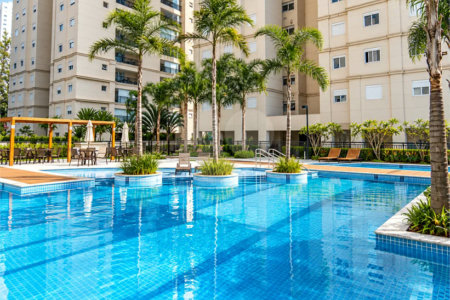 Apartamento de 106 m² no Auge Home Resort, porteira fechada, com 3 dormitórios, 1 suíte, varanda gourmet, 2 vagas, depósito e lazer completo.