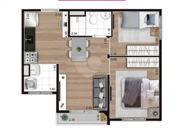 Planta Apartamento 37m²