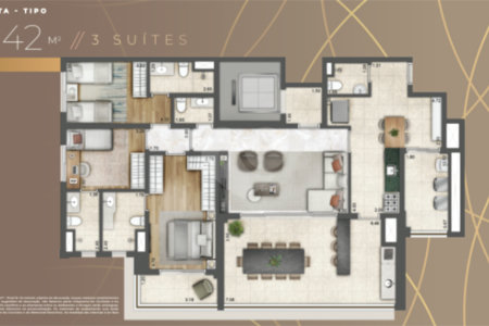Apartamento com 3 suítes, 142 m2 no Palace by Praças da Cidade: Onde o Espaço e a Plenitude se Encontram