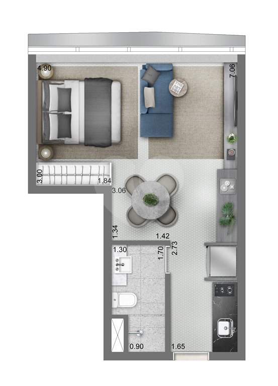 Apartamento à venda com 1 quarto em Vila Olímpia, São Paulo, SP
