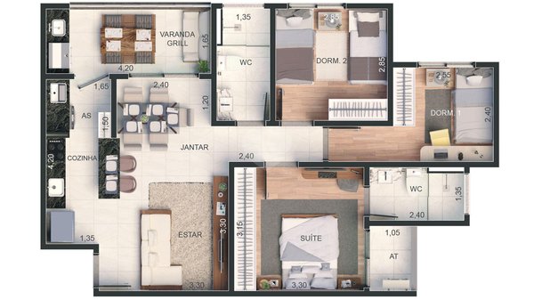 Apartamento 75m² 2