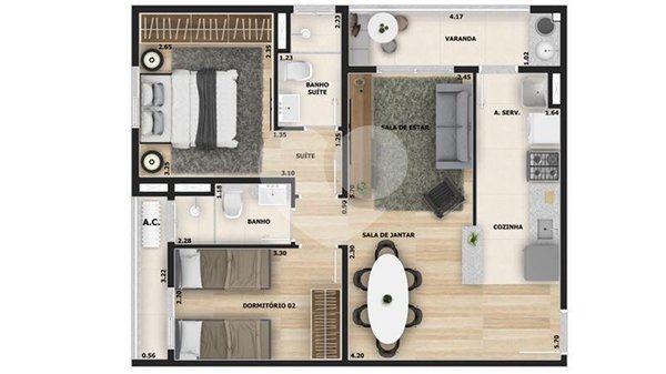 Apartamento 60m² 1