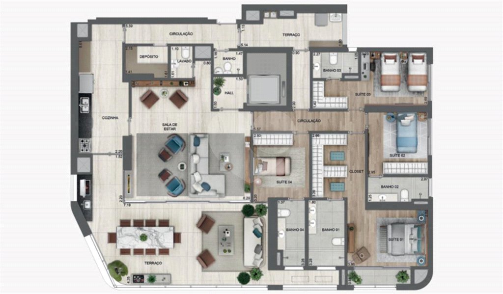 Apartamento à venda com 4 suítes em Vila São Francisco (zona Sul), São Paulo, SP