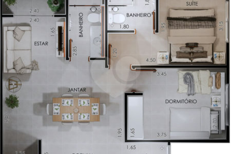 Apartamento à venda com 2 quartos, sendo 1 suíte, no Centro, Porto Feliz, SP