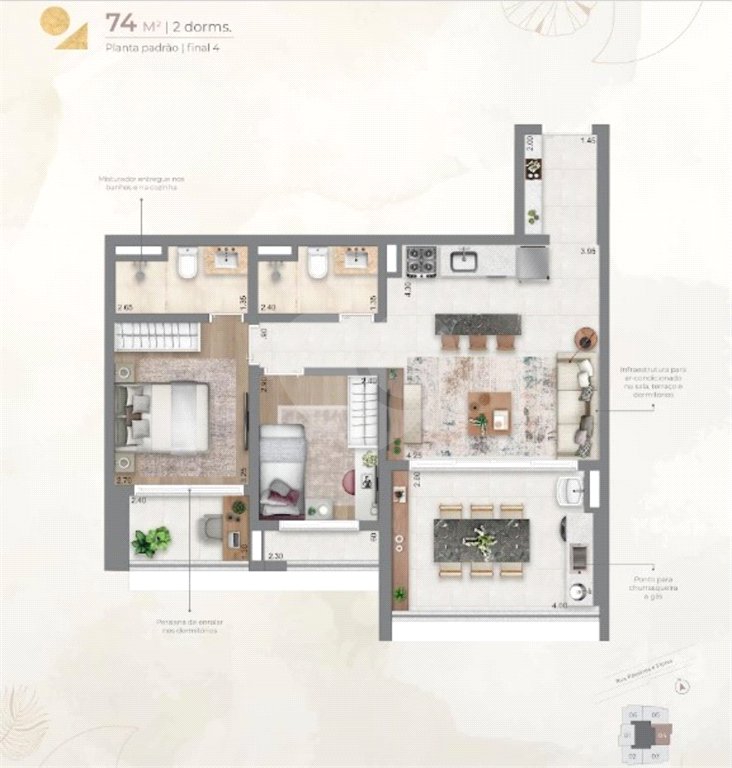 Apartamento à venda com 2 suítes em Jardim das Acácias, São Paulo, SP