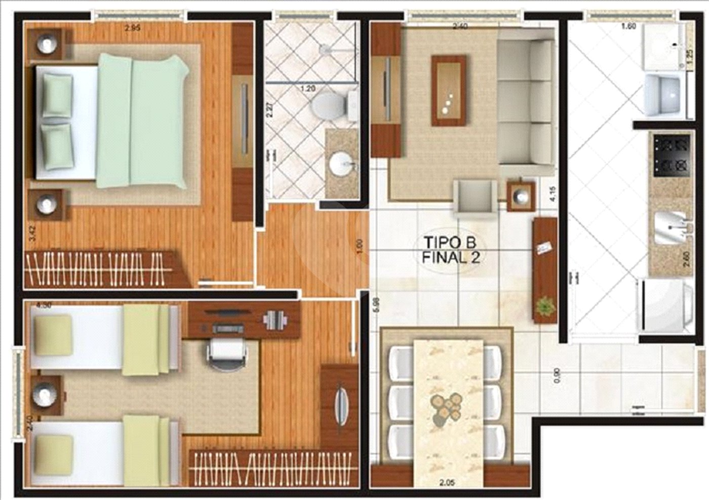 Apartamento à venda com 2 quartos em Chácara Bela Vista, Poá, SP