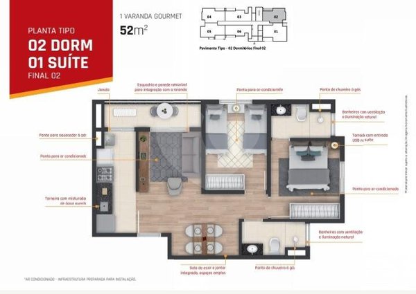 Apartamento 52m² 2