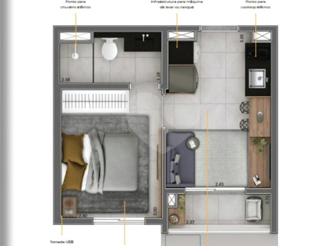 Apartamento à venda com 1 quarto em Pinheiros, São Paulo, SP