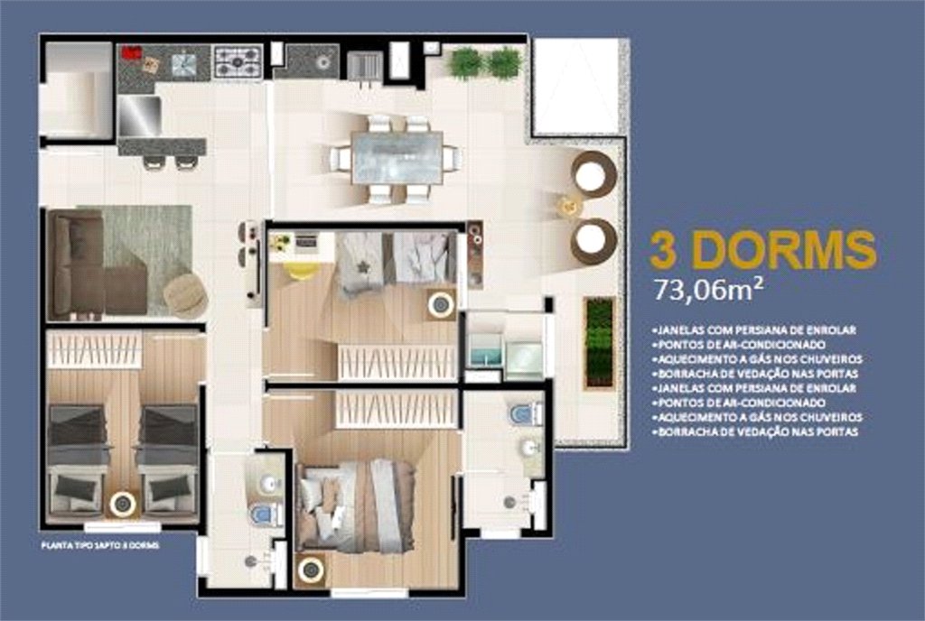 Apartamento à venda com 3 quartos, sendo 1 suíte,  em Jardim Oswaldo Cruz, São José dos Campos, SP