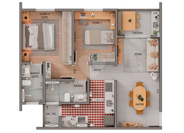 Apartamento 63m² 1