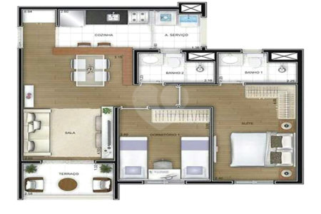 Apartamento à venda com 2 quartos, sendo 1 suíte,  em Parque Reboucas, São Paulo, SP
