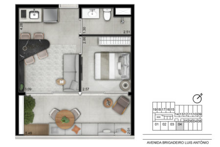 Apartamento à venda com 1 quarto em Jardim Paulista, São Paulo, SP