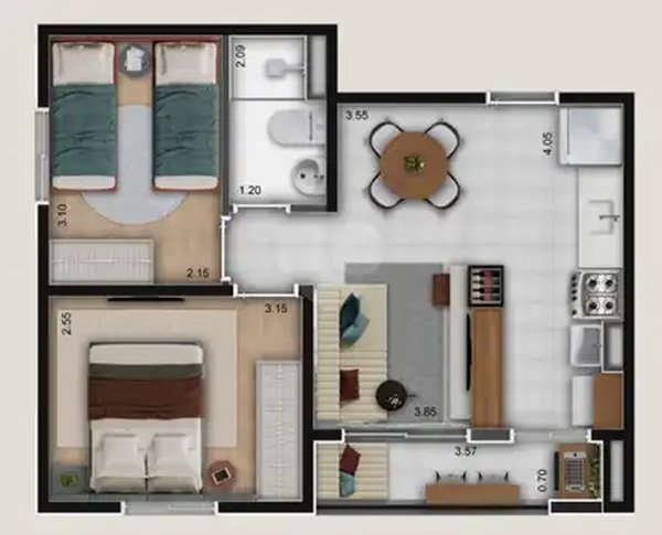 Planta Apartamento 41m²