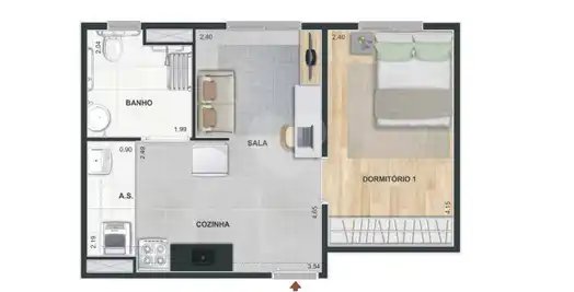Planta Apartamento 34m²