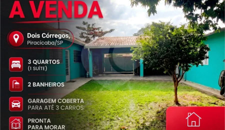 Casa à venda com 3 quartos, sendo 1 suíte,  em Dois Córregos, Piracicaba, SP