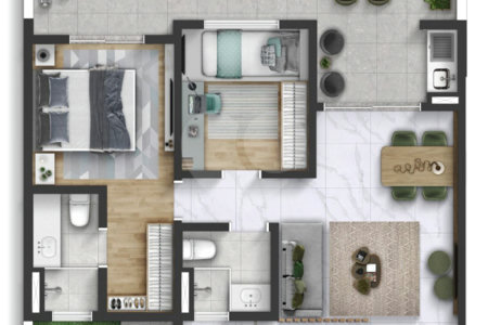 Apartamento à venda com 2 quartos, sendo 1 suíte, em Vila Espírito Santo, Sorocaba, SP