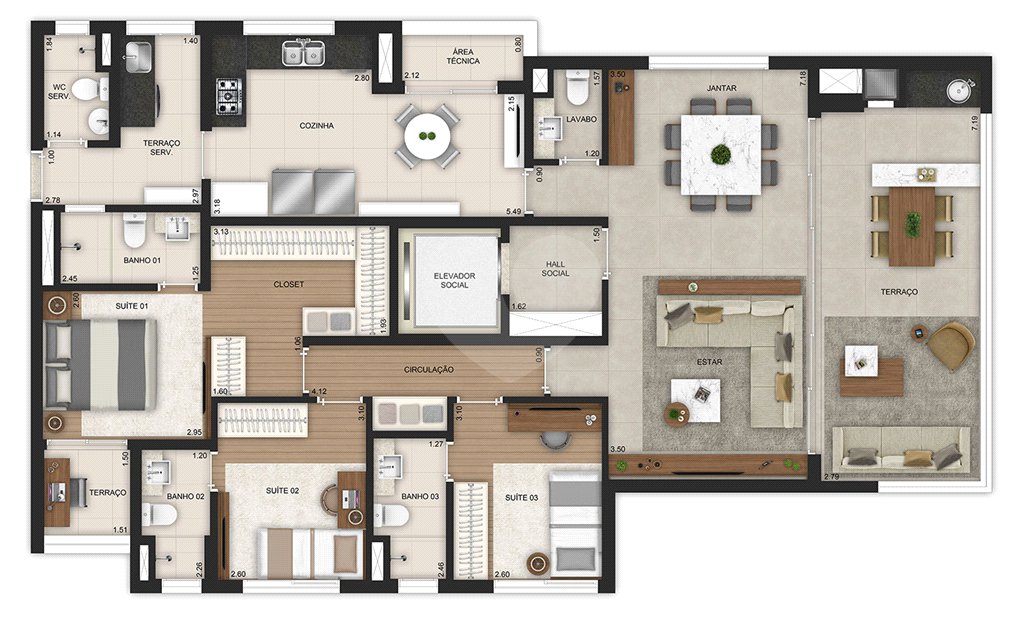Apartamento à venda com 3 suítes em Brooklin Paulista, São Paulo, SP
