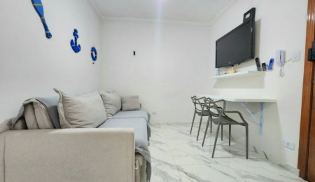 Apartamento mobiliado próximo da praia com 1 dormitório à venda, 32 m² por R$ 390.000 - Embaré - Santos/SP