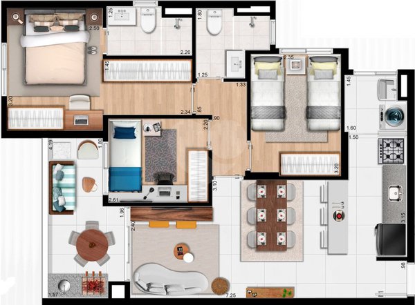 Apartamento 74m² 2