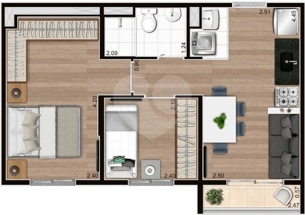 Apartamento 38m² 3