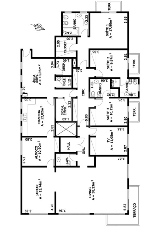 Apartamento à venda com 4 quartos, sendo 3 suítes,  em Vila Andrade, São Paulo, SP