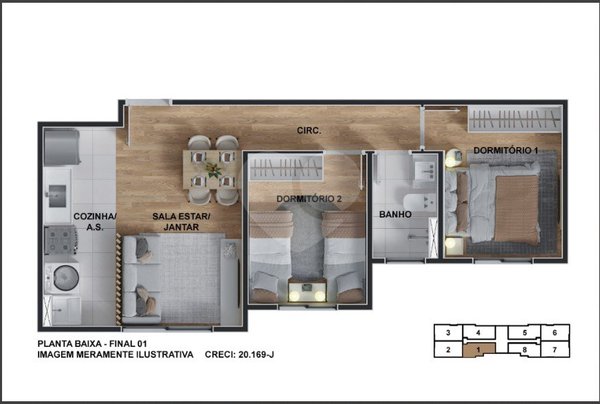 Apartamento 43m² 2