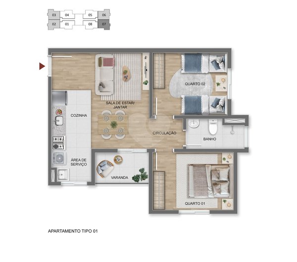 Apartamento 47m² 1
