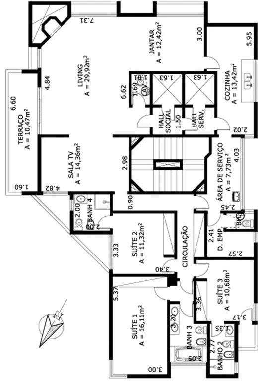 Apartamento à venda com 3 quartos, sendo 2 suítes, em Vila Andrade, São Paulo, SP