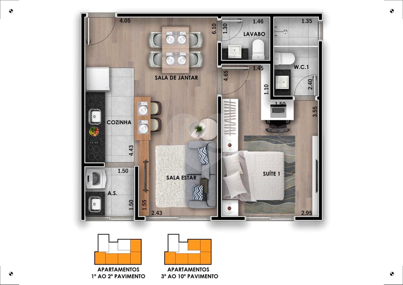Apartamento à venda com 1 suíte em Alvinópolis, Atibaia, SP