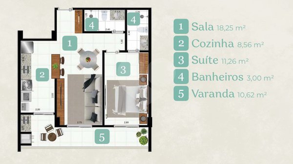 Apartamento 61m² 1