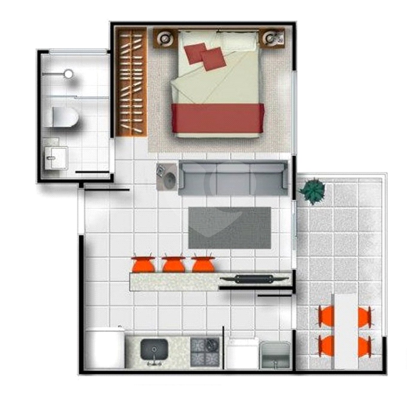 Apartamento tipo Studio no Edifício Residencial Via Campus