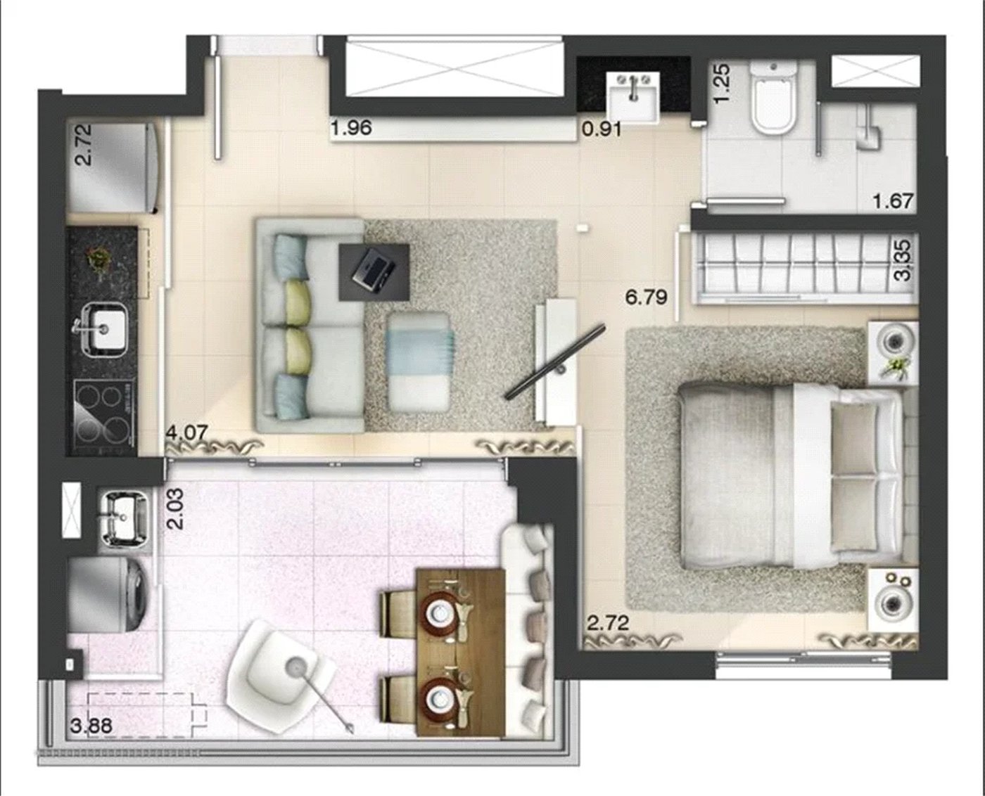 Apartamento à venda com 1 suíte em Cidade Monções, São Paulo, SP