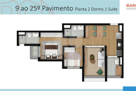 Studio 25 m² – Barô Higienópolis by You, inc | São Paulo
