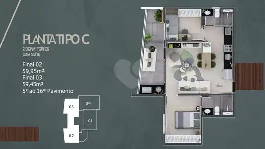 Planta Apartamento 59m²