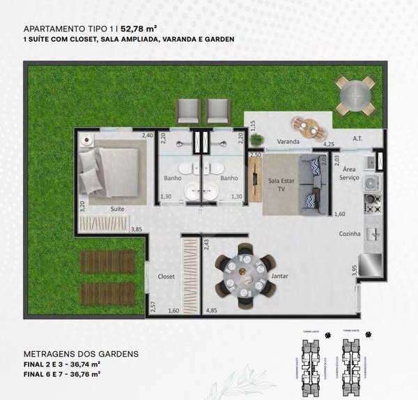 Planta Apartamento 52m²