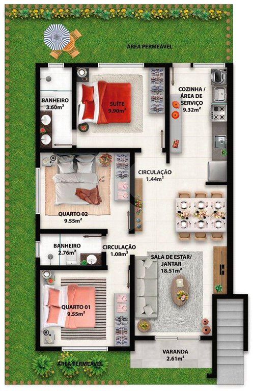 Apartamento à venda com 2 quartos, sendo 1 suíte, em Taperapuan, Porto Seguro, BA