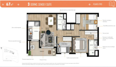 Apartamento à venda com 3 quartos, sendo 1 suíte,  em Vila Anastácio, São Paulo, SP