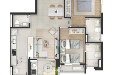 Apartamento à venda com 2 quartos, sendo 1 suíte, no Centro, Sorocaba, SP