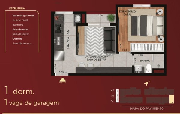Apartamento 33m² 1
